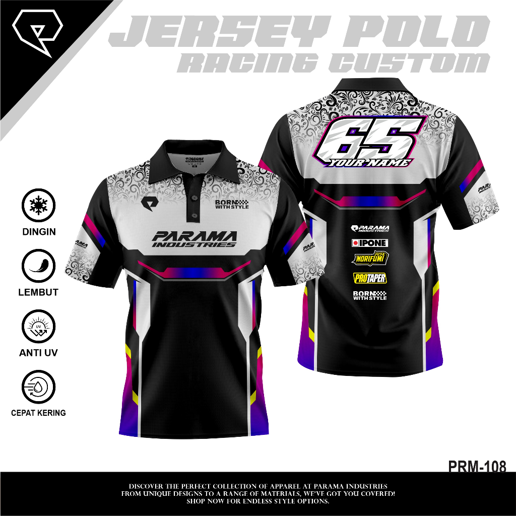Parama Jersey Gratis Request Custom Desain Premium Polo Racing FullPrinting Baju Tim Balap Supermoto
