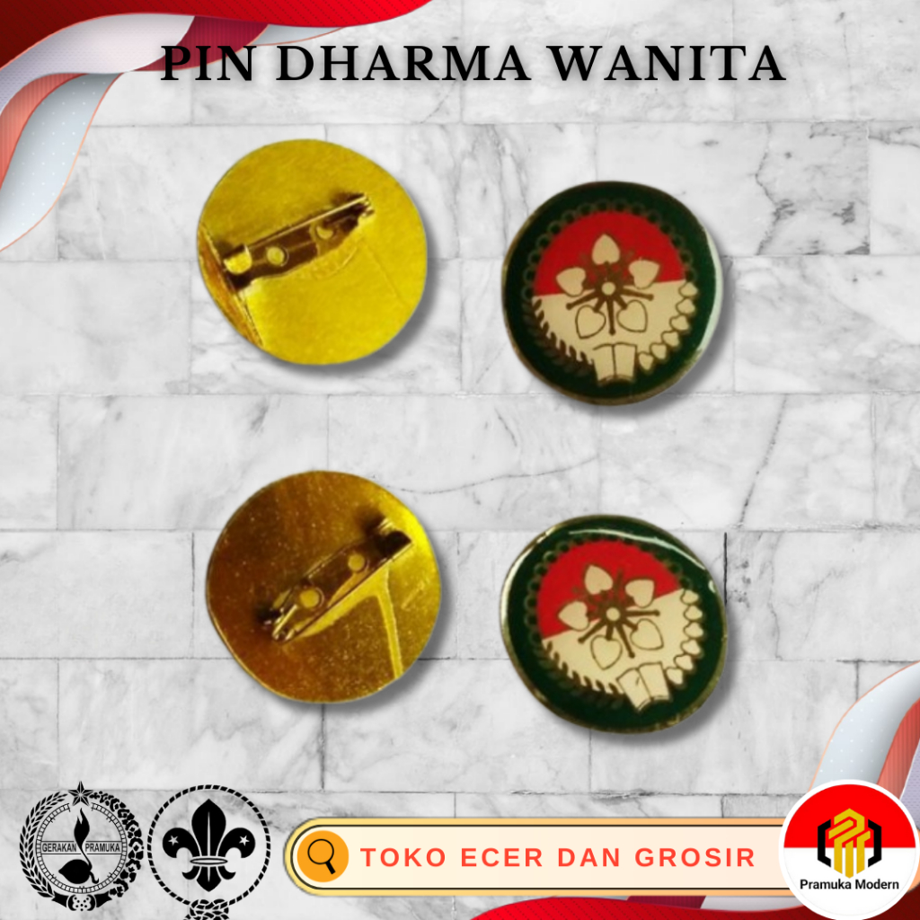 Pin dharma wanita bahan logam lapis resin bijian