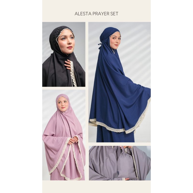 Alesta Prayer Set Mukena Zoya Dewasa Bahan Micro Mukena Renda Polos
