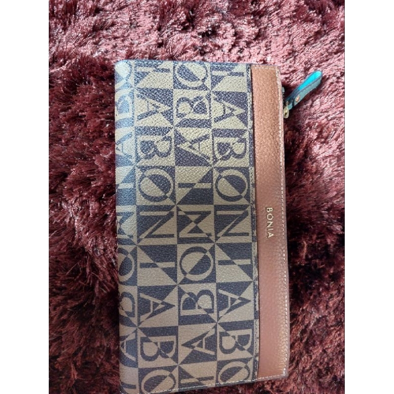 Dompet Bonia monogram zipper set free card holder panjang