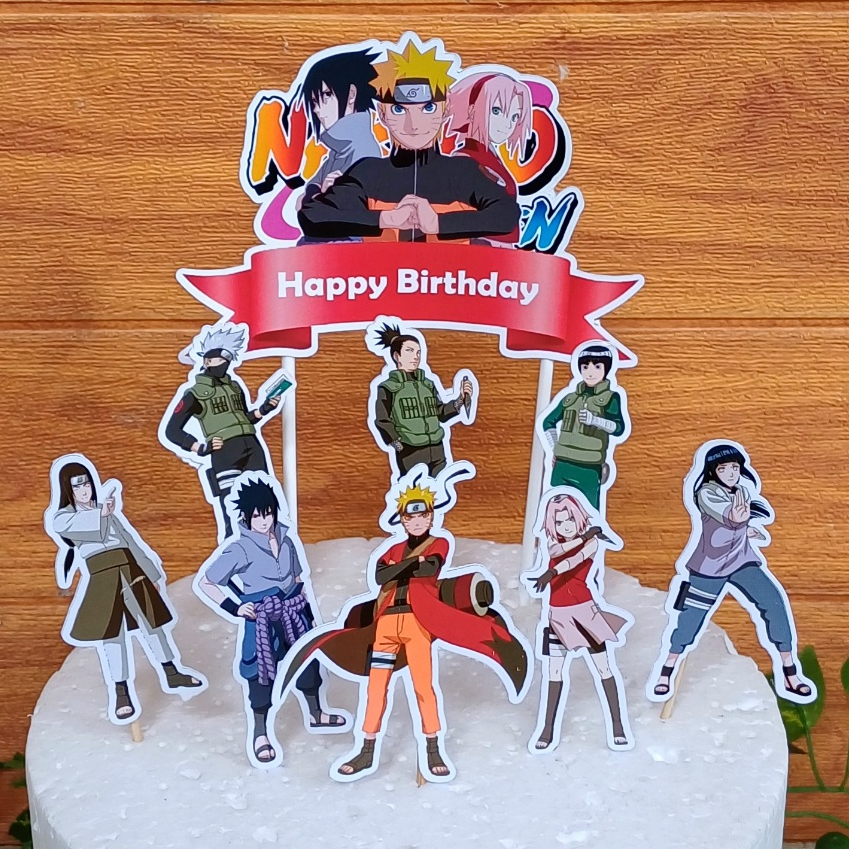 Topper Naruto Custom Nama untuk Hiasan Kue Ulang Tahun / Ultah Anak Karakter (Toper Cake)
