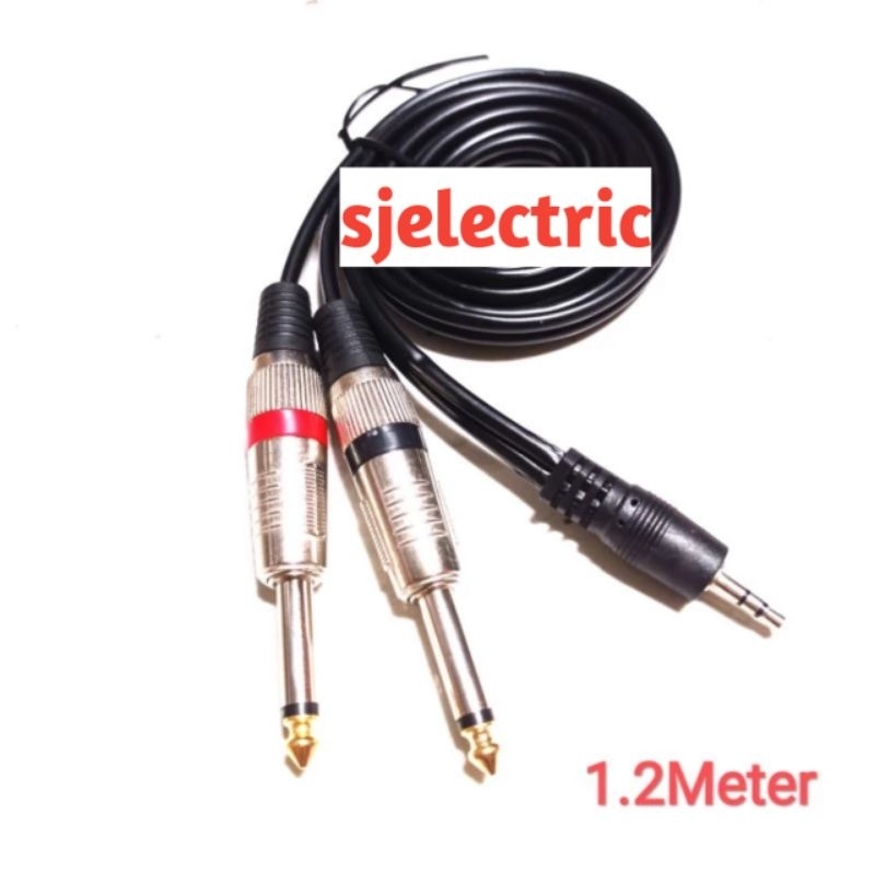 Kabel cabang Jack 3.5mm to 2 akai mono ts male splitter audio aux