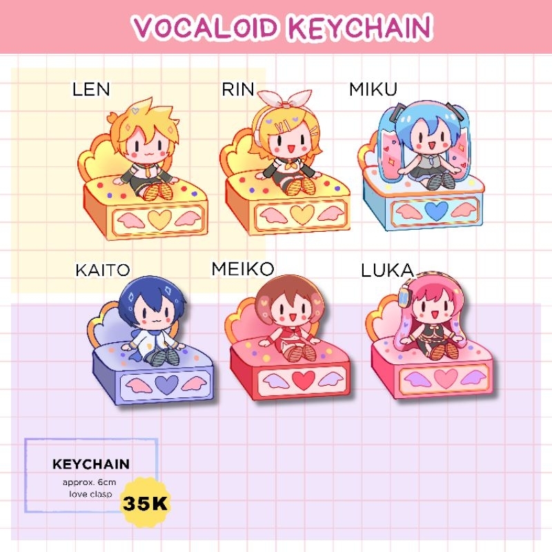 [KEYCHAIN] VOCALOID ACRYLIC KEYCHAIN / DOUBLE SIDE - COLORFUL  LOVE CLASP