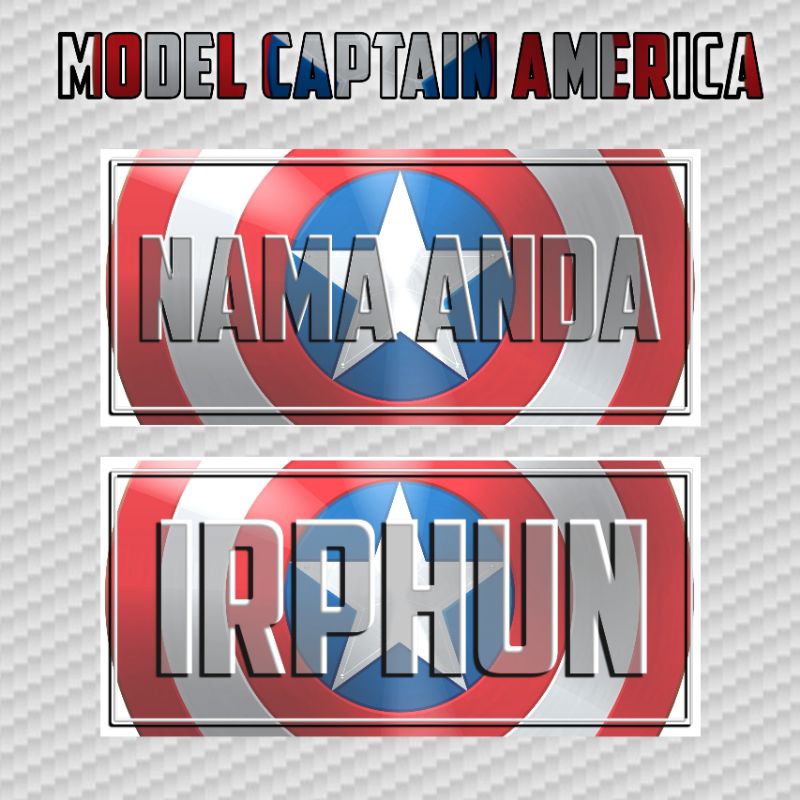 

sticker label nama captain america laptop hp mobil motor 10 pcs