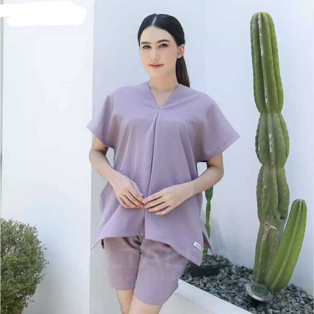 BAJU TIDUR WANITA DEWASA / BAJU TIDUR POLOS / BAJU TIDUR HOTPEN / ONE SET CRINGKLE AIRFLOW / SET HOT