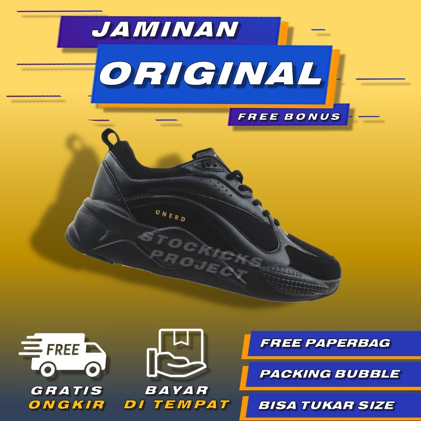 Sepatu Unerd Yukkuri Triple Black Original Sepatu Sneakers Casual Sport Sepatu Pria Wanita Unerd Ori