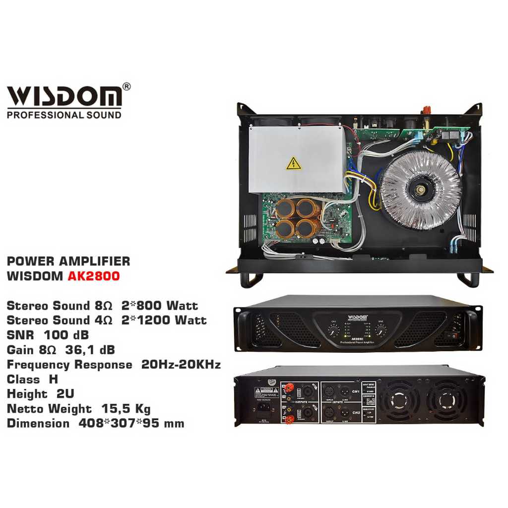 Power Wisdom AK2800 2-Channel Power Amplifier Wisdom Ak-2800/AK 2800