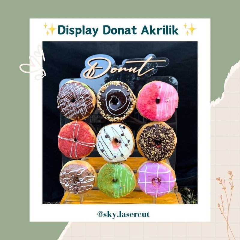 rak display donat akrilik /stand display donat / display makanan / display donuts / dekorasi pernika
