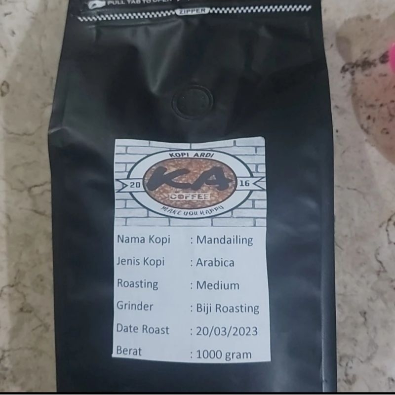 

Kopi Mandailing Arabica Premium/Full washed Roasted bean 500 gram Halal dan berijin