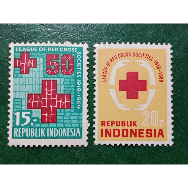 

Prangko Indonesia 2 Pcs 50 Tahun Liga Palang Merah Tahun 1969 UN USED