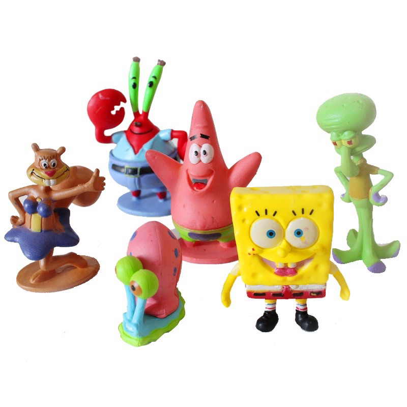 Topper mainan Spongebob 8pcs | untuk hiasan kue Spongebob Patrick Mr crab squidward