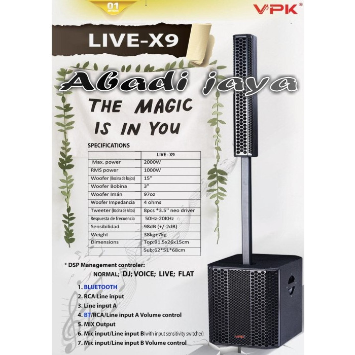 speaker aktif satelit vpk live x9 15 inch 1 psc original high quality