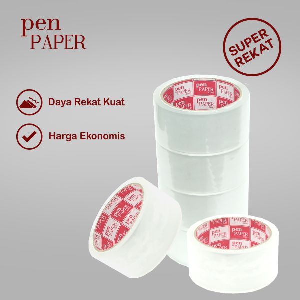

Lakban Bening Premium Pen Paper 48MM x 100 Yard Tebal Super Rekat - 1 Slop (6 Roll)