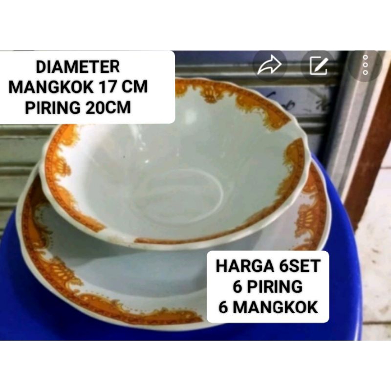 PIRING MAKAN KERAMIK MANGKOK KERAMIK MAHKOTA(SATU SET) MINIMAL PESAN 6 SET