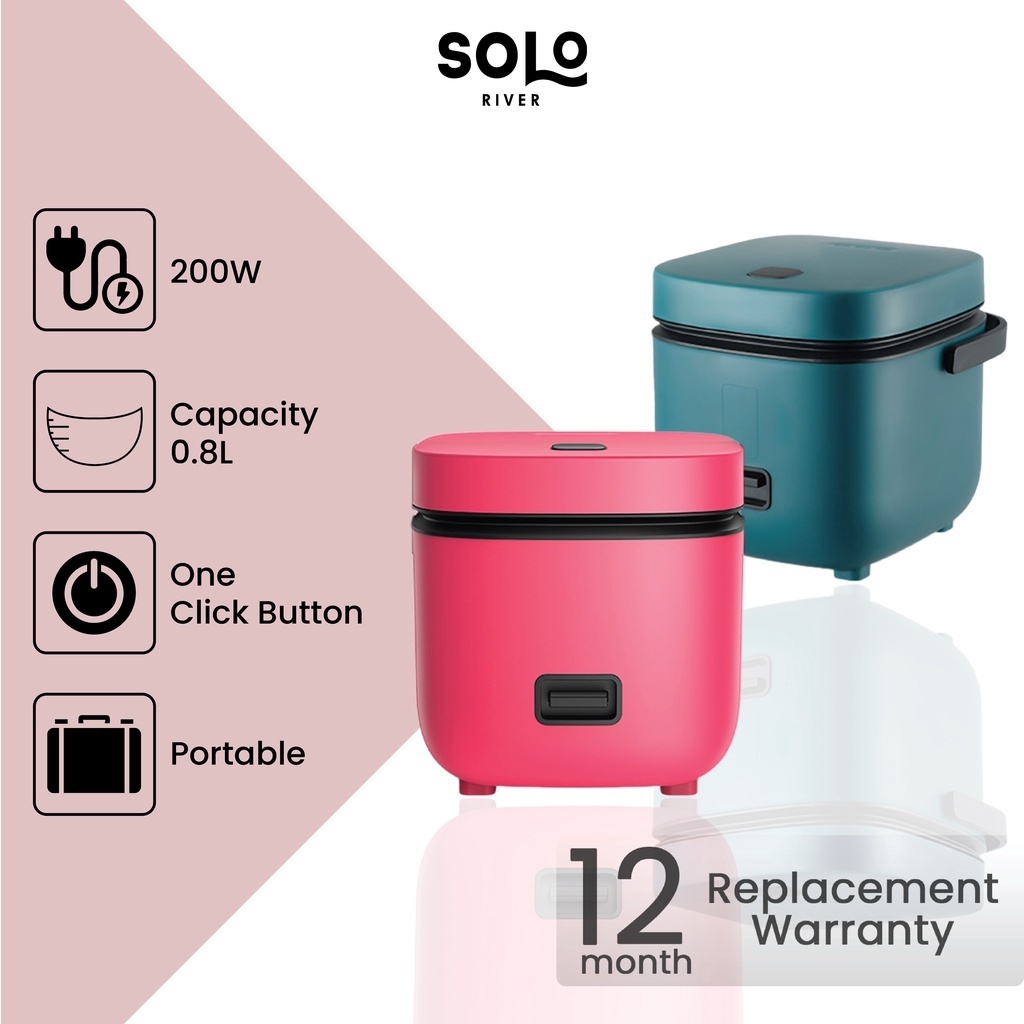 SOLO RIVER Smart Rice Cooker Mini 0.8 L Penanak Nasi Minimalis Praktis 200 Watt