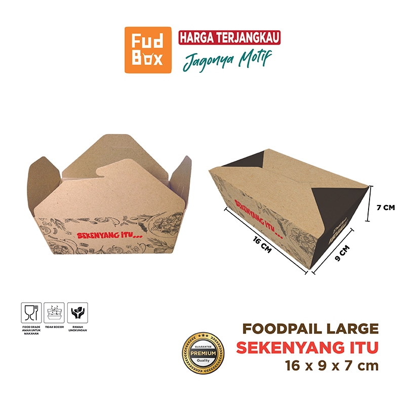 Paper Rice Box isi 50 pcs Food Pail Kraft Large Motif Sekenyang Itu