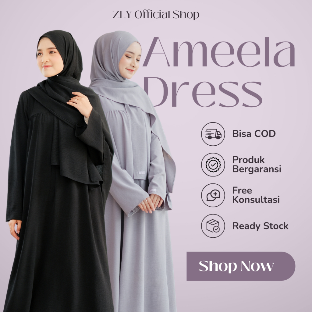 Gamis Bumil Busui Resleting Depan Kekinian | Gamis Crinkle Adem Lembut Ameela Premium By ZLY ZELIA