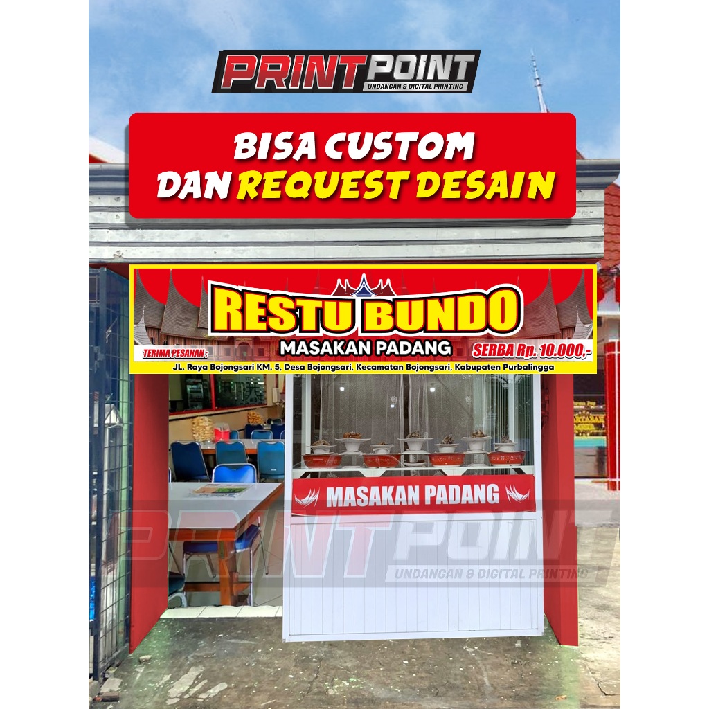 BANNER SPANDUK RUMAH MAKAN PADANG RM PADANG SERBA 10000 MURAH LENGKAP BISA REQUEST CUSTOM DESIGN BAH