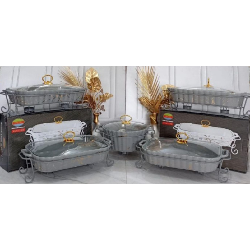 Thiba Thiba Collection Set- Hampers Wadah Sayur Keramik Model Bulat Motif Marble Isi 5/ Hampers Prem