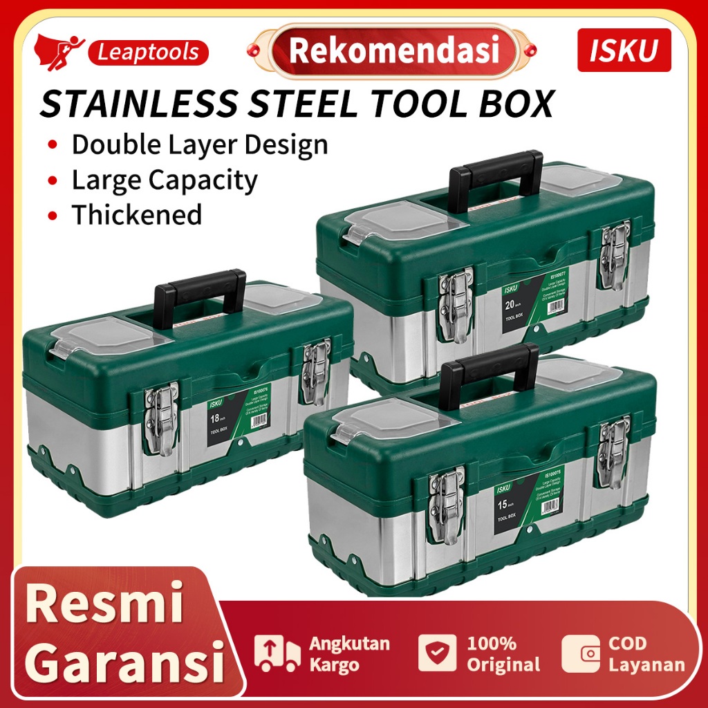 ISKU TOOL BOX BESAR 20 INCH KOTAK PERKAKAS STAINLESS BESAR 15-20 INCH BOX PERKAKAS TOOL BOX