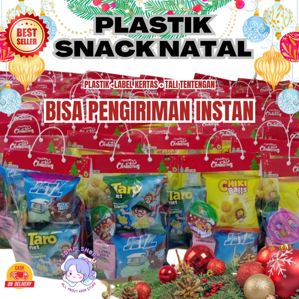

[MINIMAL ORDER 28PC] UKURAN 15x24cm Label plastik natal merry christmas tentengan angpau angpao parcel
