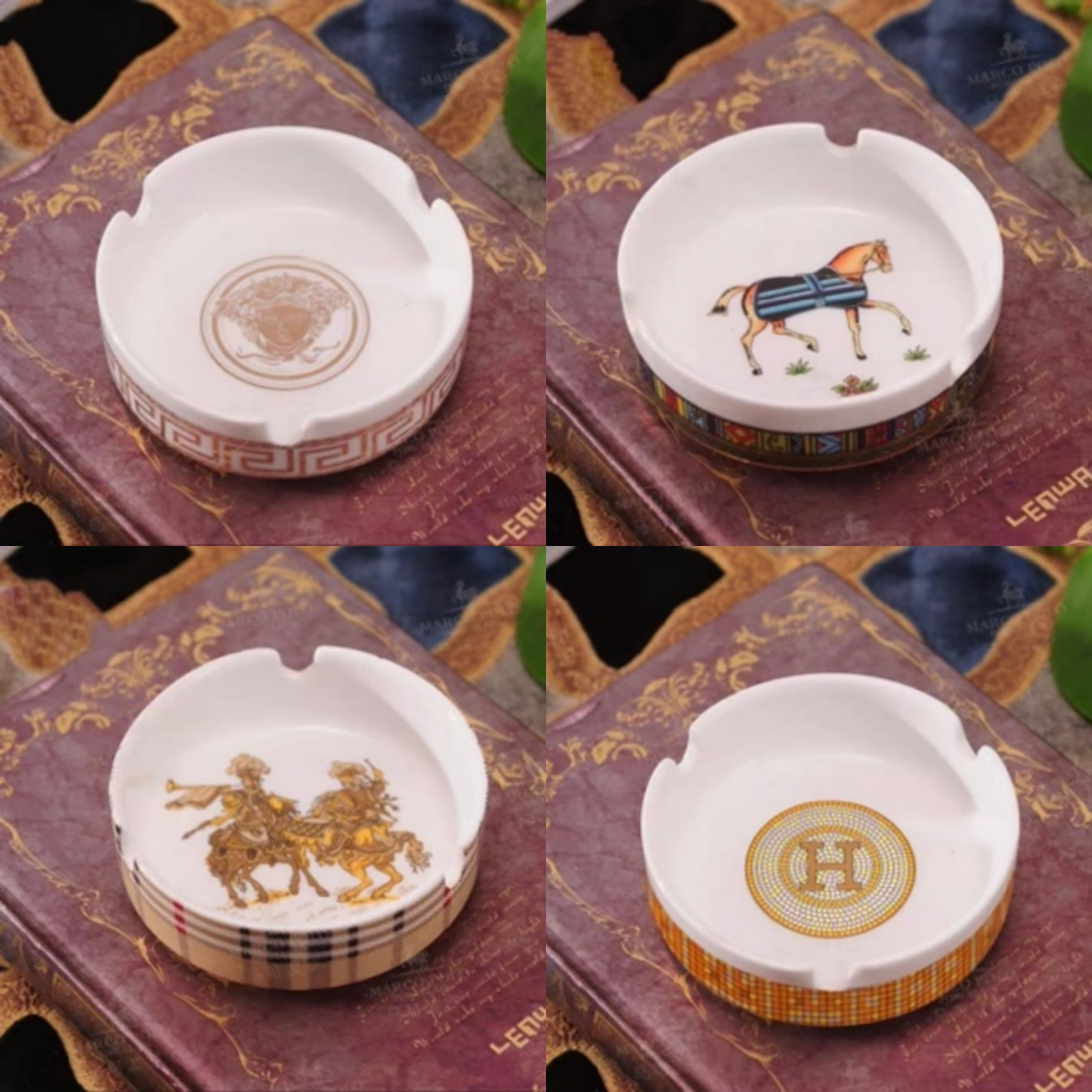 Asbak Rokok Bulat Royal H Kuda VRS BB Keramik Ashtray Luxury Home Decor/ Tempat Abu Rokok