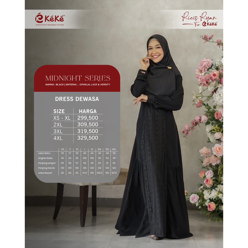 MIDNIGHT SERIES BY KEKE 2024/MIDNIGHT/GAMIS HITAM/SARIMBIT KEKE 2024