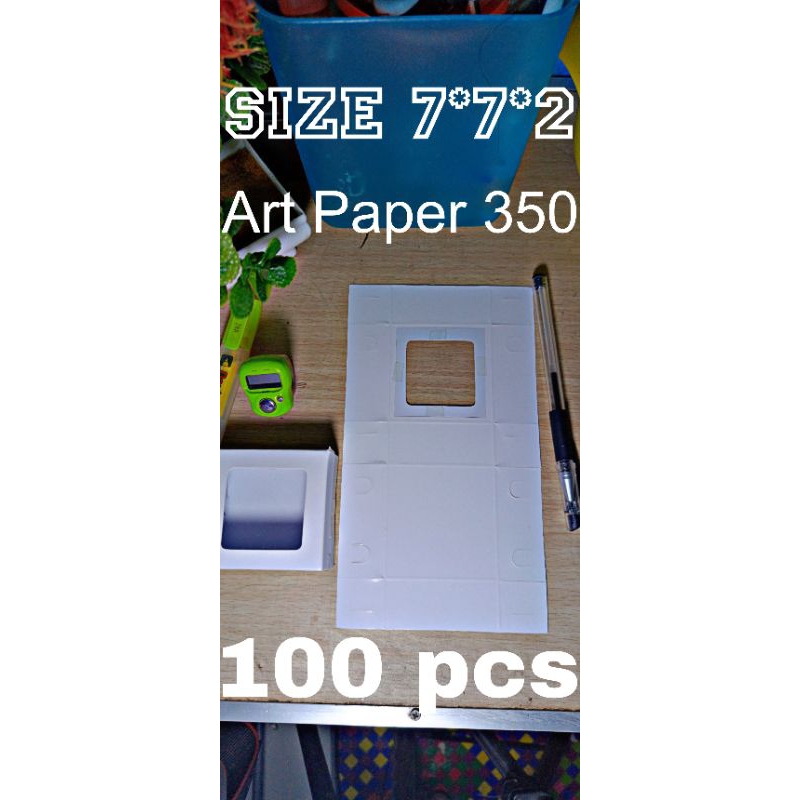 

box souvenir / paper box 7*7*2 dus packing tasbih bros box mika *Art paper 350 gsm* (100 pcs)