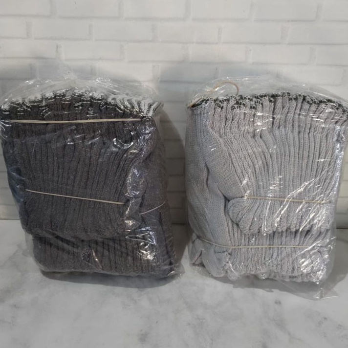 Kode LLB135 1 LUSIN SARUNG TANGAN KAIN PUTIH ABU SAFETY BANGUNAN PROYEK