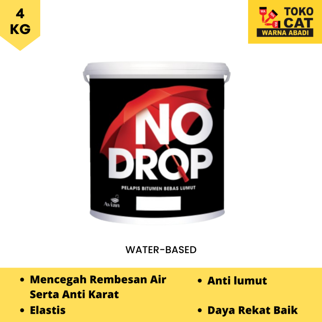 Cat Tembok Waterproofing Anti Bocor No Drop Bitumen Warna Hitam 4 kg