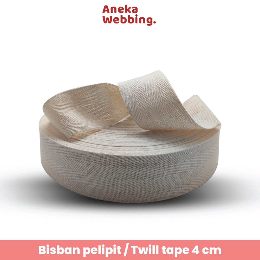 Bisban 4 cm twill tape bias tape katun ketebalan 0.9mm ( 1 rol )