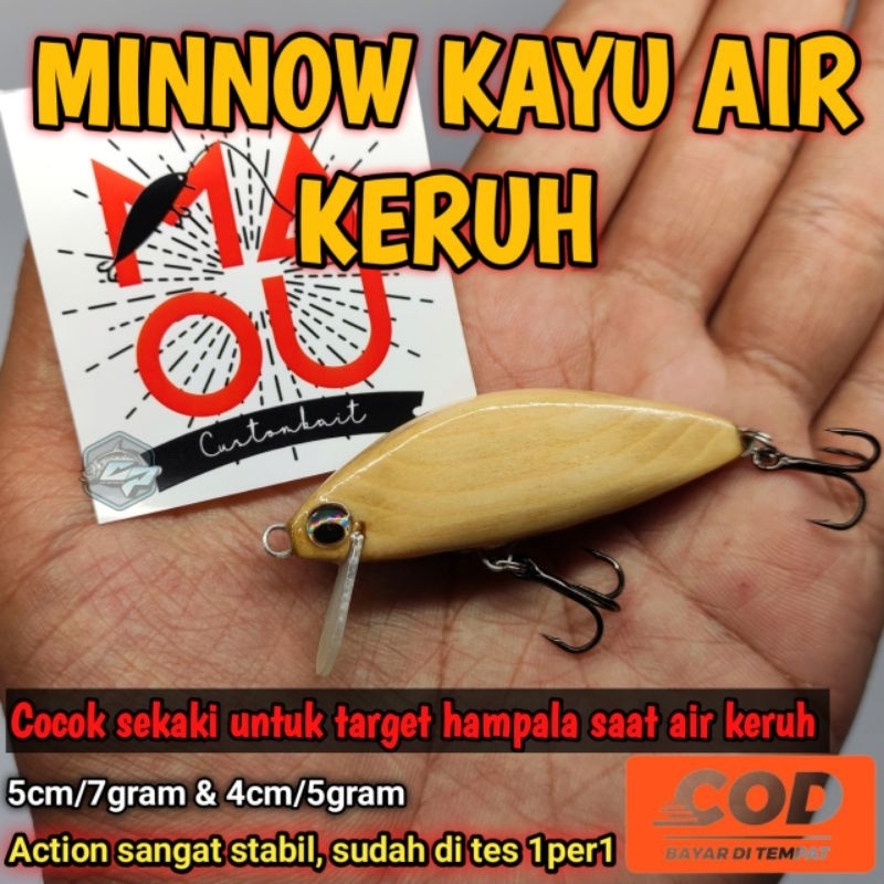 Minnow Kayu MAOU Lure / Minnow KUSEN / Mino Kayu / Minow Kayu / Minnow Air Keruh