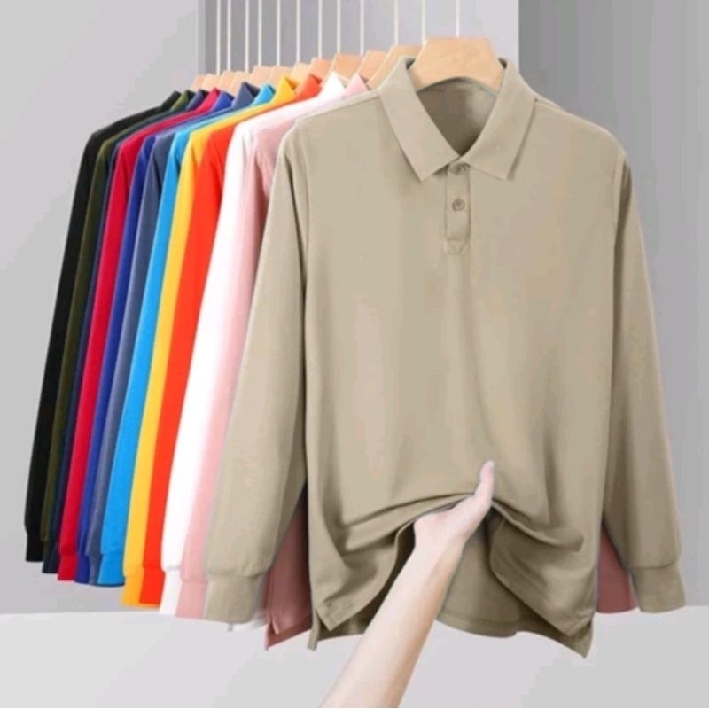 polosmandistro - Kaos kerah Polos Lengan Panjang ready XXXL/ KcosPolo Olchraga Lengan Manset Reguler