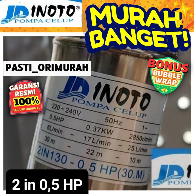 Submersible Pump Inoto 0.5HP 1/2HP 0,5Hp + Control Box Pompa Satelit Inoto 2" 2in 2 in pompa sawah P