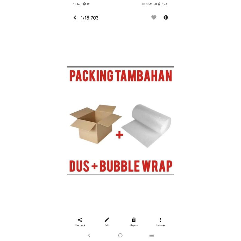 

Packing Tambahan kardus +bubble wrap agar lebih aman