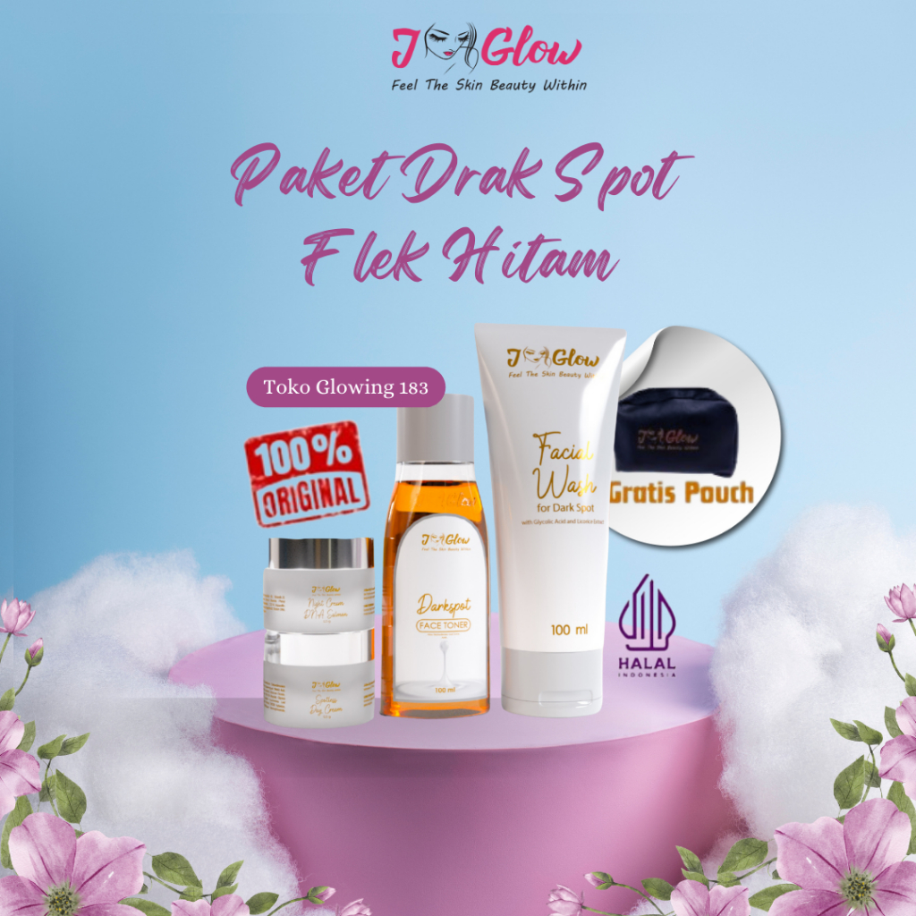 J-glow Paket Drak Spot Flek Hitam Membandel J Glow Skincare Bekas Jerawat Glowing BPOM - 4 PCS