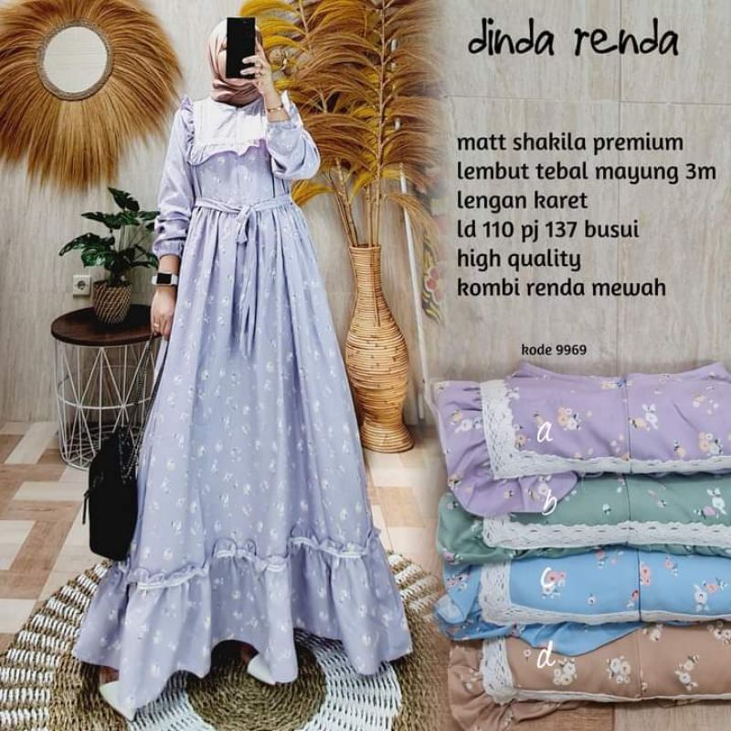 gamis shakila motif bunga kecil