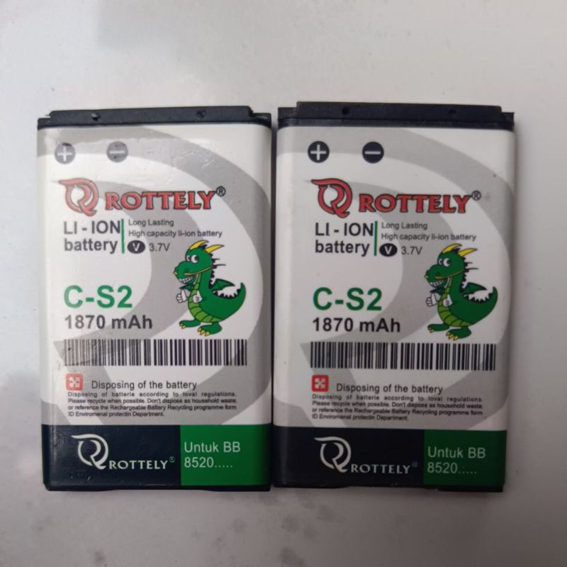Baterai HP BB Blackberry Gemini Curve 8520 CS2 C-S2 1870 mAh real ROTTELY Double Power Batre Batrai 