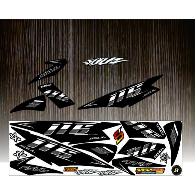 Sticker Striping Variasi Mio Soul Karbu 2006-2012 -Mio Soul 115 varian warna hitam merah
