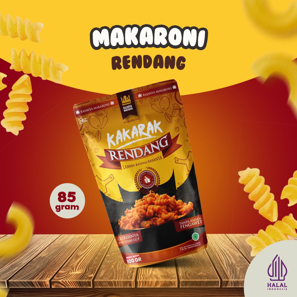 

Kakarak - Makaroni Rasa Rendang - Cemilan Makaroni Goreng - 85gr