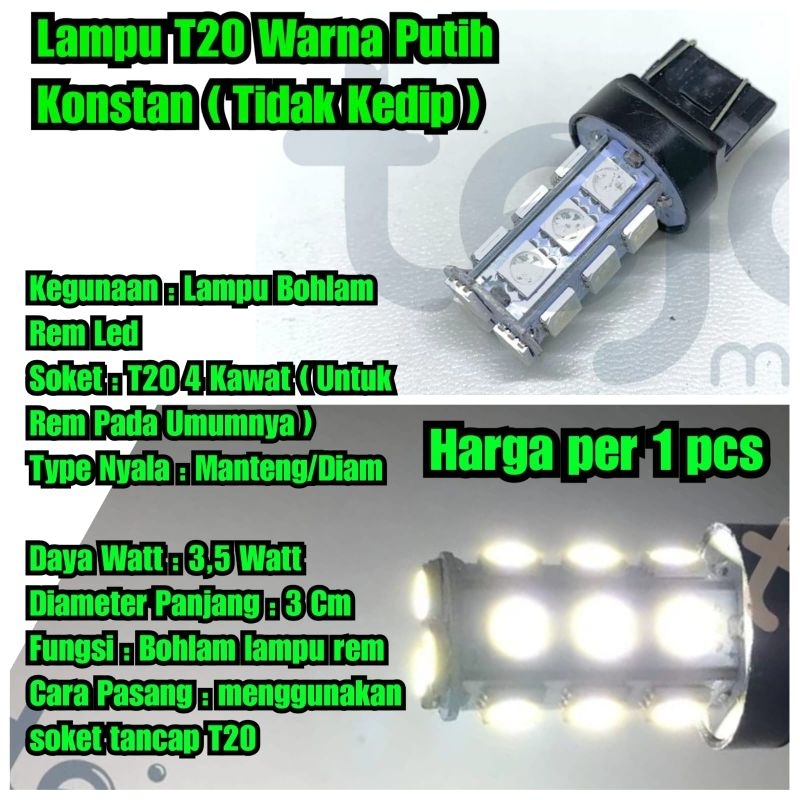 Lampu T20 kedip putih Lampu rem Mobil Konstan tidak kedip Lampu T 20 putih