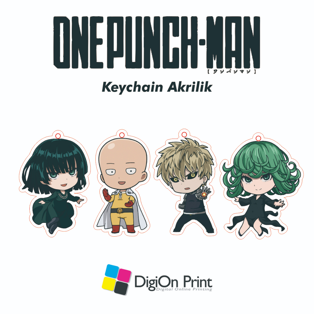 Gantungan Kunci Akrilik ONE PUNCH MAN Keychain Gift Souvenir Hadiah Anime Kado Figure Resin Char Gam