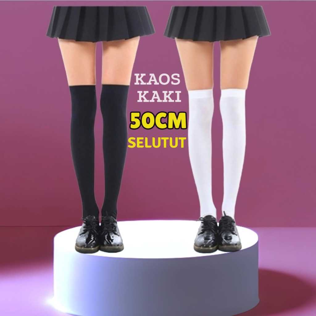 Kaos Kaki Wanita Tebal Murah PUTIH Dan HITAM Panjang 50cm Selutut : PASKIBRAKA DRUMBAND MUSLIMAH