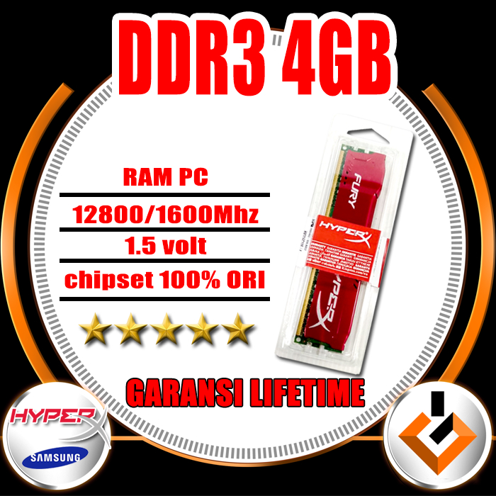 ram pc ddr3 4gb memory komputer heatsink hyper x gaming