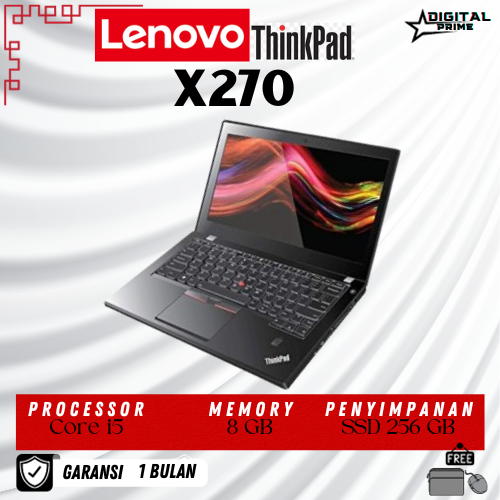 Laptop Lenovo Thinkpad X270 Core I5 Gen 6/7, RAM 8GB SSD 256GB Like baru Mulus Bergaransi 1 Bulan MU