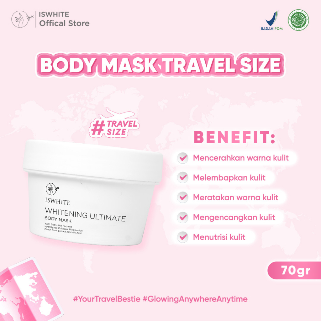 ISWHITE Body Mask Travel Size 70gr Pencerah Tubuh Body Mask Mini Size ISWHITE Ultimate Brightening B