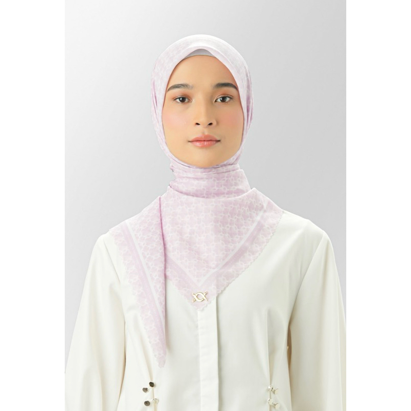 Wearing Klamby Mini Monogram Scarf Warna Lotus