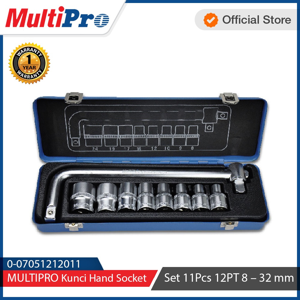 Kunci Sok/Socket Set 1/2 Inch Merk MultiPro 11 pcs 6Pt 8-24mm