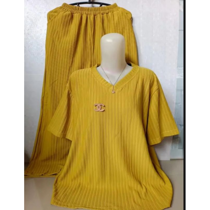 SATELAN ANDIN BAHAN KNIT PREMIUM TEBARU ONE SET ANDIN KNIT VIRAL MODEL TERBARU LEHER V SELAN  ANDIN 