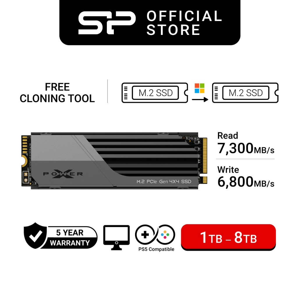 Silicon Power XS70 SSD M.2 2280 PCIe Gen4x4 NVMe1.4 – 1TB 2TB